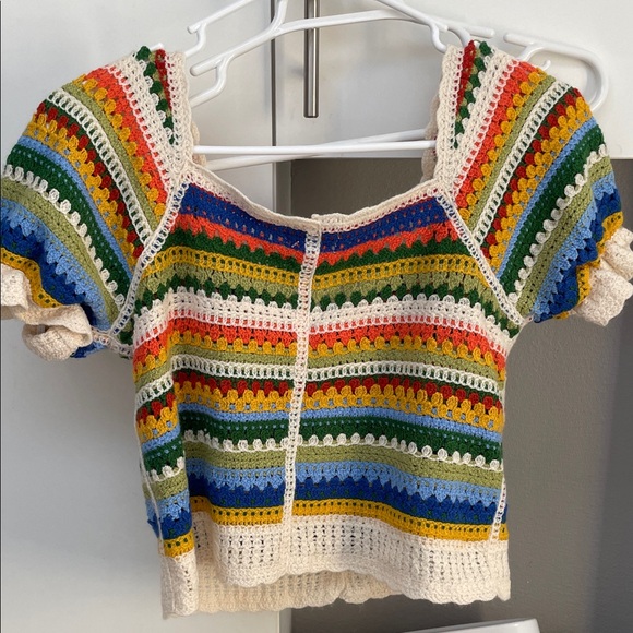 Colorful Striped Crochet Top wowo - Picture 2 of 3
